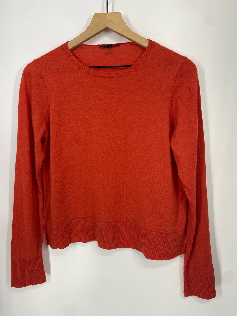 Eileen Fisher Merino Wool Sweater Red Cropped Lightweight Knit Top SZ M